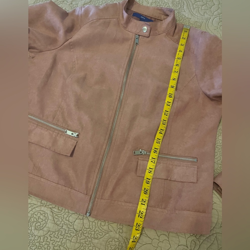 ๐๏ธ 3 For $10๐๏ธ Apt 9 Women's Dusty Rose Pink Faux Suede Jacket, Size L - Picture 6 of 9